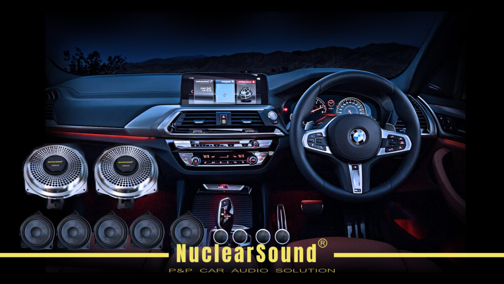 Special made BMW X3 full range speaker installation